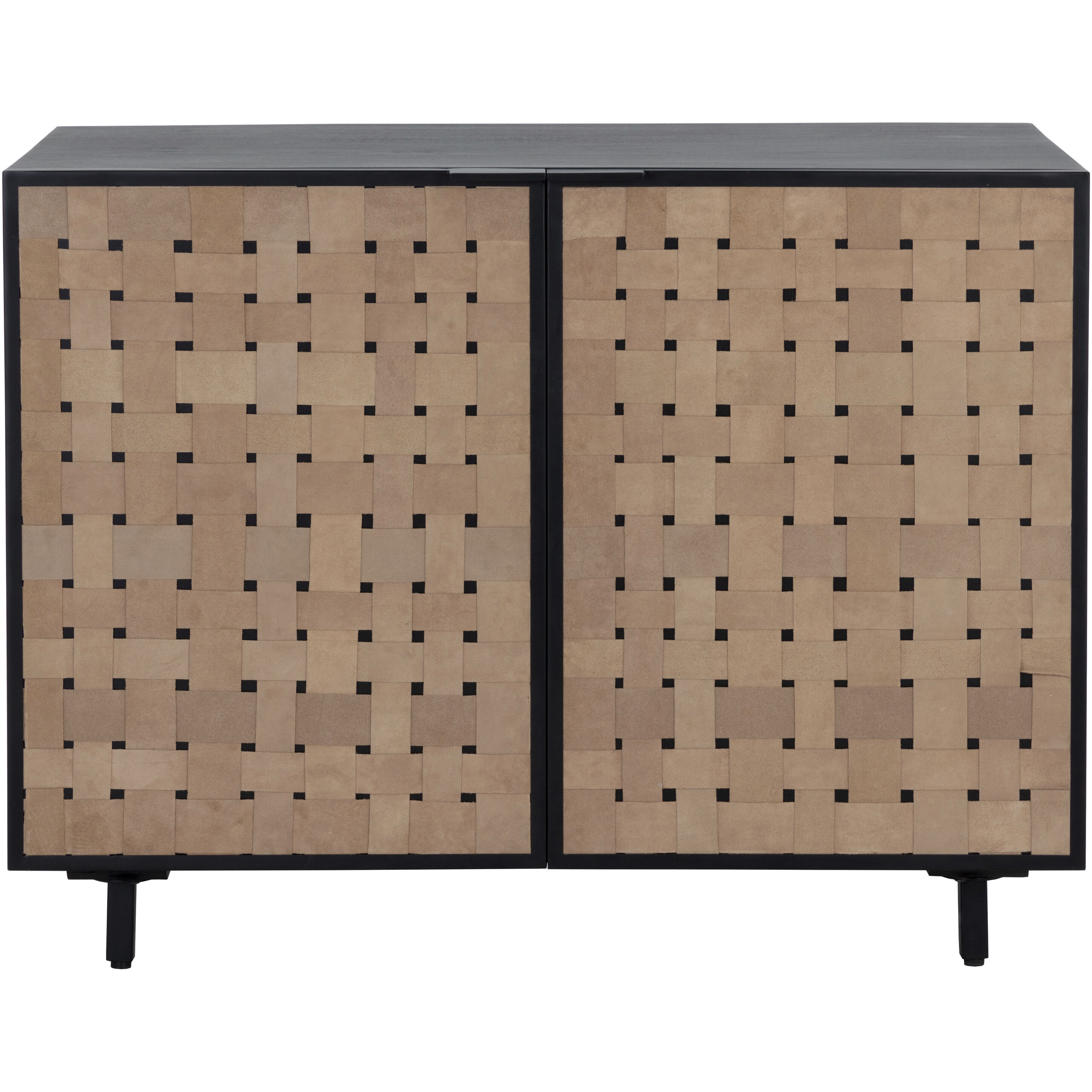 Omari 40 X 22 inch Suede Light Tan Leather Sideboard, Small